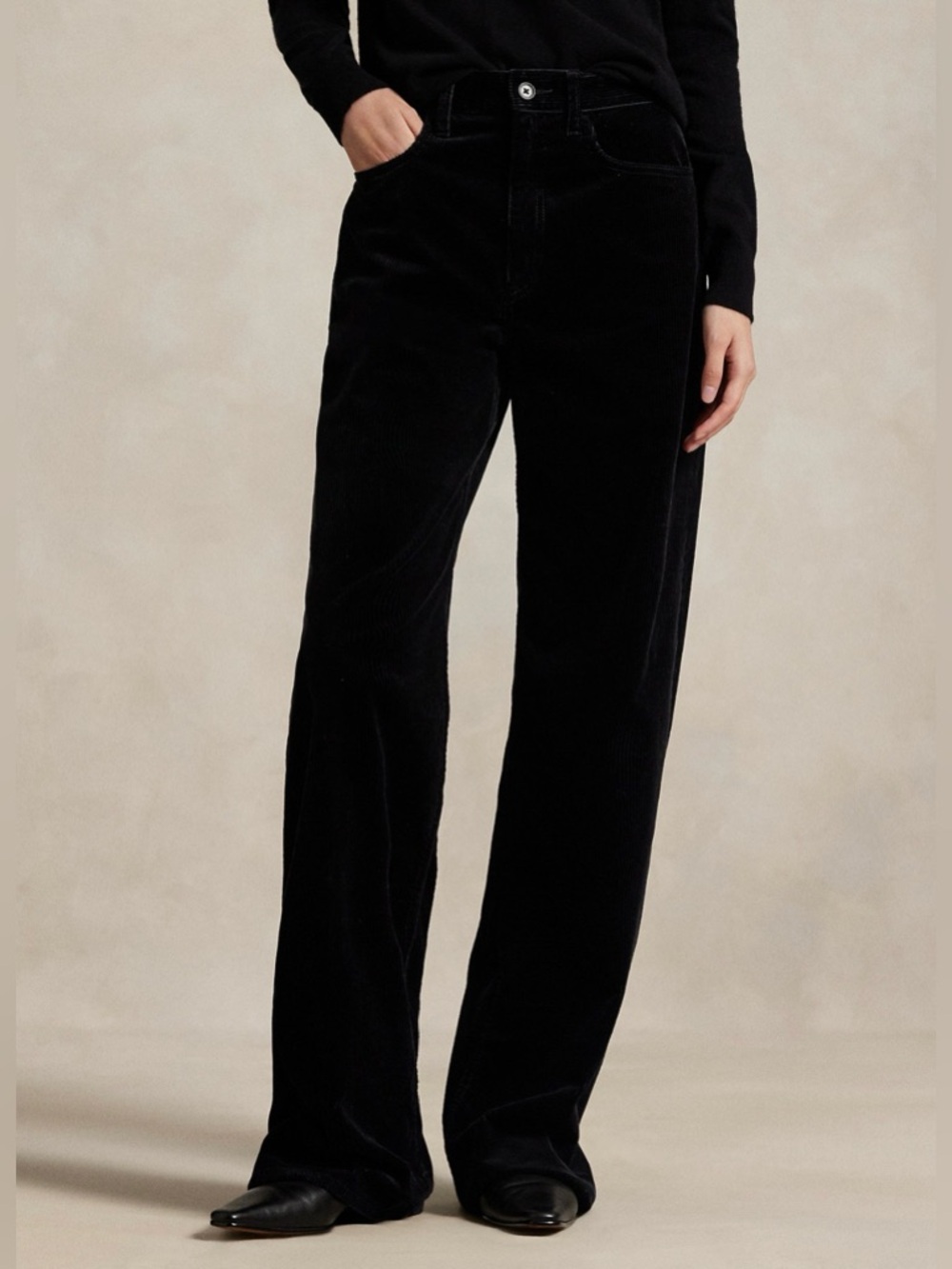 NWOT Polo Ralph Lauren Cotton Corduroy Wide-Leg Pant | Size: 10 | Black